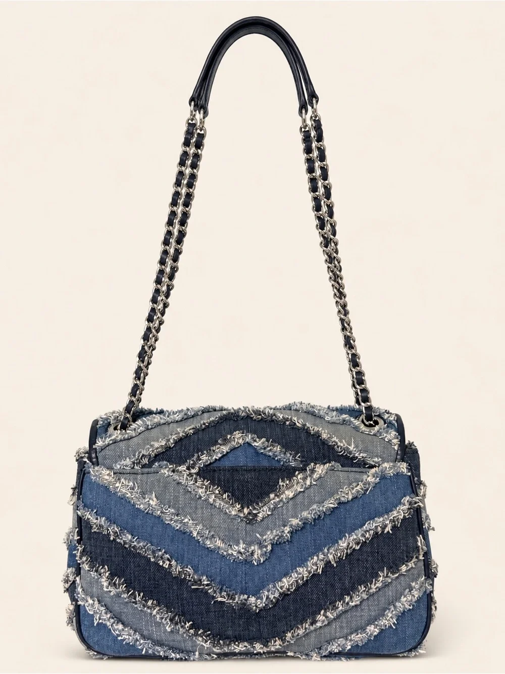 Michael Kors Sloan Large Denim Chevron Shoulder Bag